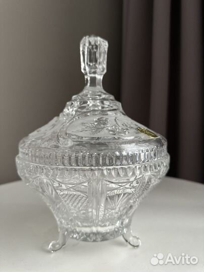 Хрустальная конфетница с крышкой СССР