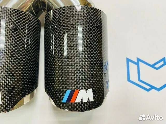 Насадки на глушитель BMW, триколор, карбон Насадки