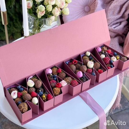 Клубника в шоколаде, коробки сердце Махачкала