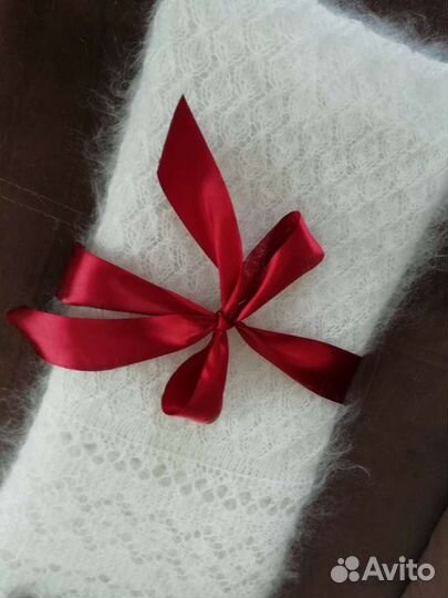 Платок-шаль ажурная белая пуховая