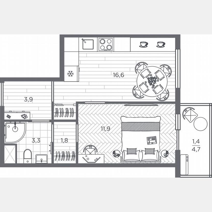 1-к. квартира, 38,9 м², 25/25 эт.