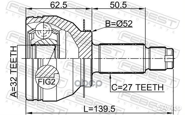 Шрус внешний перед Febest 867 BD5507, SX1100