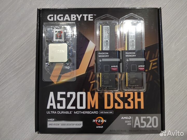 Новый комплект A520M DS3H+Ryzen 5 5500+16 Гб
