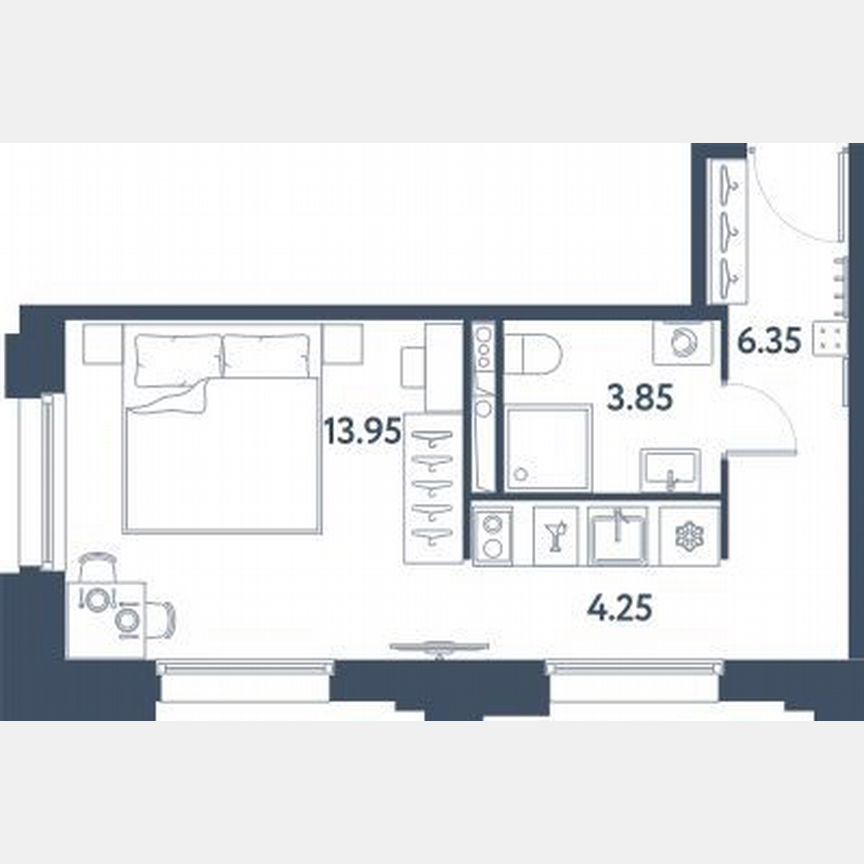 Апартаменты-студия, 28,4 м², 5/16 эт.