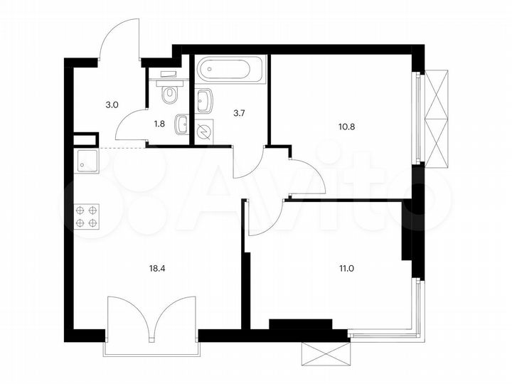 2-к. квартира, 48,7 м², 3/24 эт.