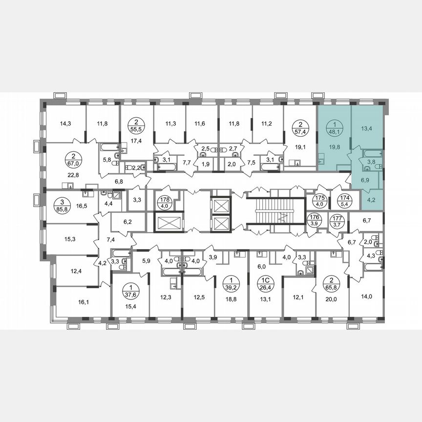 1-к. квартира, 48,1 м², 17/19 эт.
