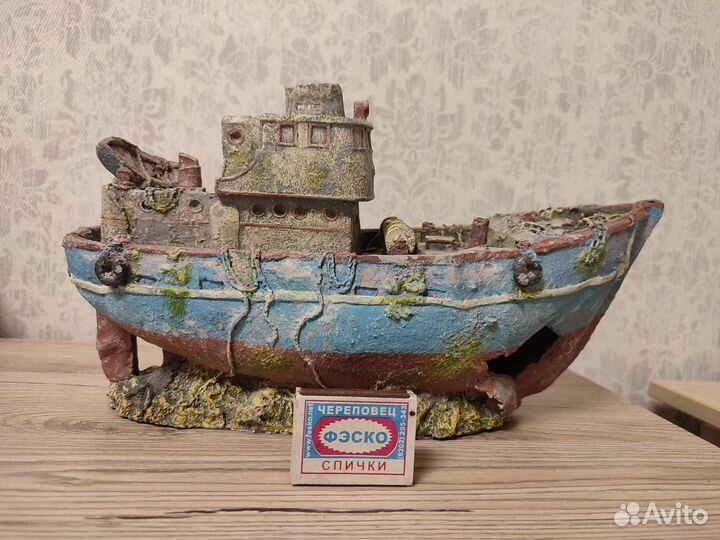 Декорации для аквариума корабль, камни