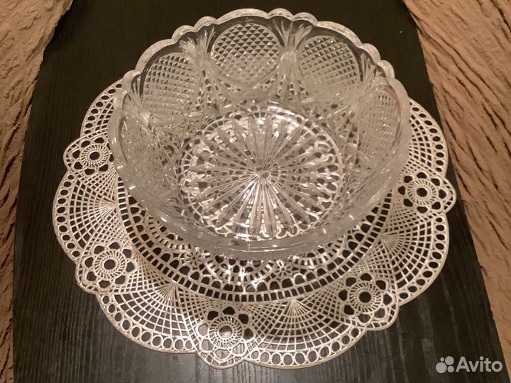 Хрустальная большая ваза для фруктов. Чехия