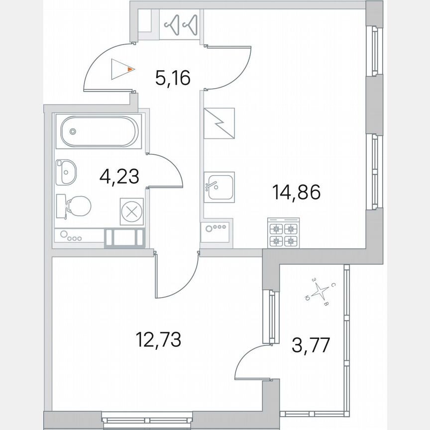 1-к. квартира, 38,9 м², 3/5 эт.