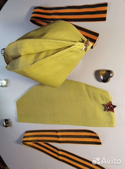 Пилотки 10 штук Георгиевская лента в подарок