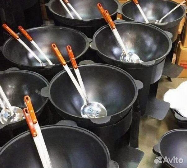 Казан чугунный узбекский с крышкой для плова