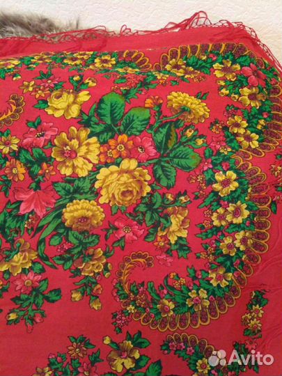 Винтажный павлопосадский шерстяной платок