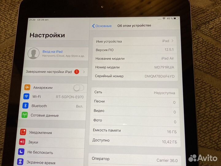 Apple iPad air 16 Гб + sim