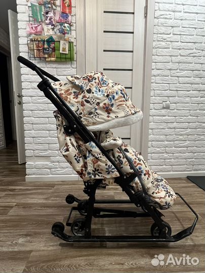 Санки-коляска nika kids в цветочек
