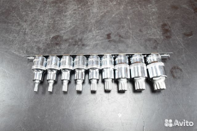 Набор насадок 1/2DR с вставками-битами spline 9пр