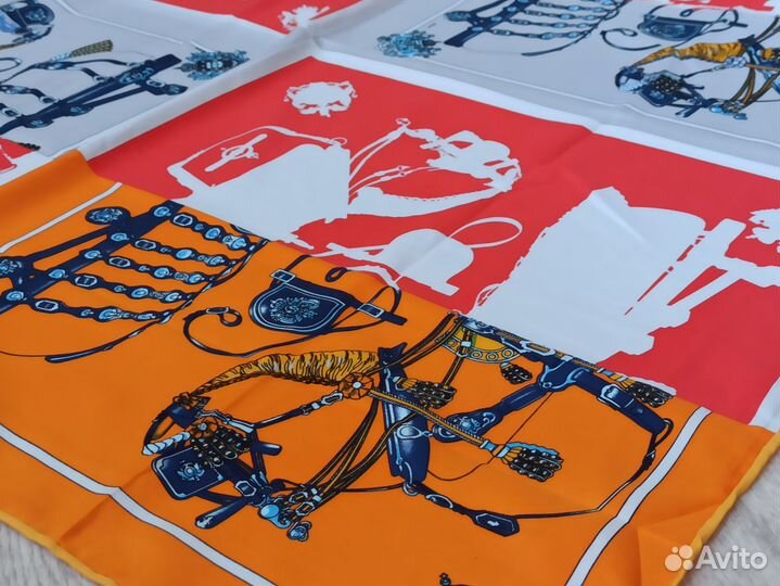 Платок шелковый Hermes ручная подгибка