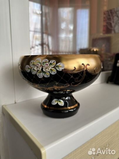 Ваза для фруктов богемия черная