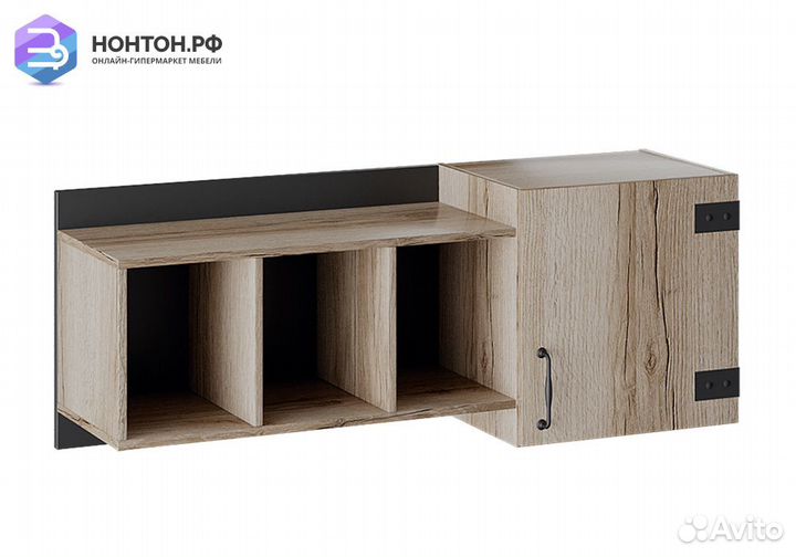 Шкаф навесной Окланд фон черный / дуб делано