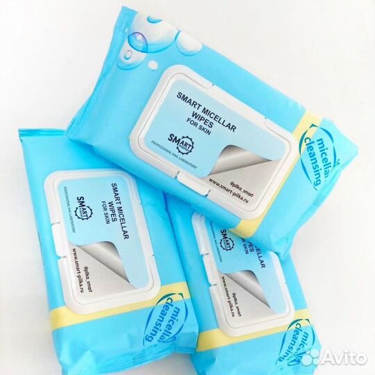 Влажные мицеллярные салфетки для кожи SMART, 50шт