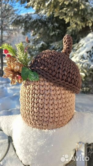 Желудь-корзинка из трикотажной пряжи