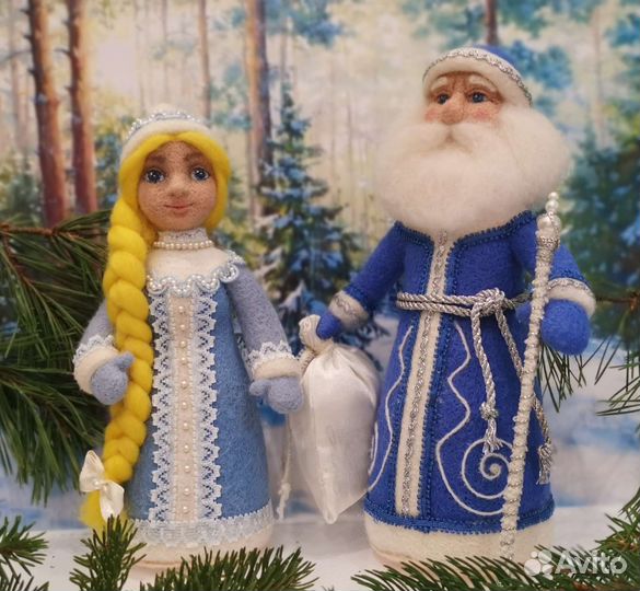 Дед Мороз и Снегурочка (интерьерная игрушка)