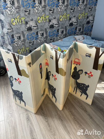 Детский развивающий коврик двухсторонний складной