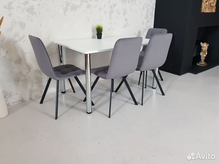 Письменный стол Белый 140*80 см. с Хром ножками