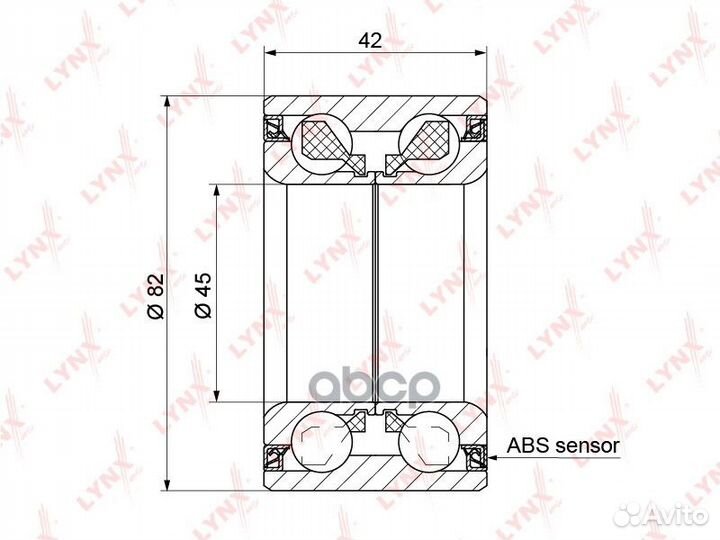 Подшипник ступицы передний (с ABS, 42x45x82) по
