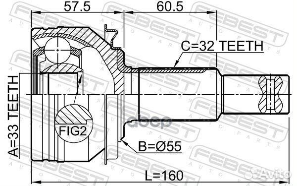 0210L33 febest Шрус внешний передний 0210L33 Fe