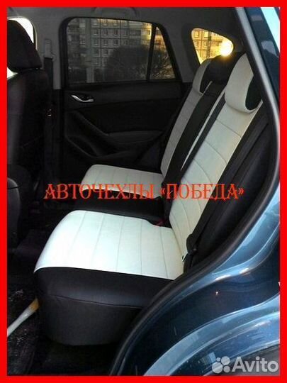 Чехлы Mazda CX-5 1 из экокожи чёрно-белые Классика