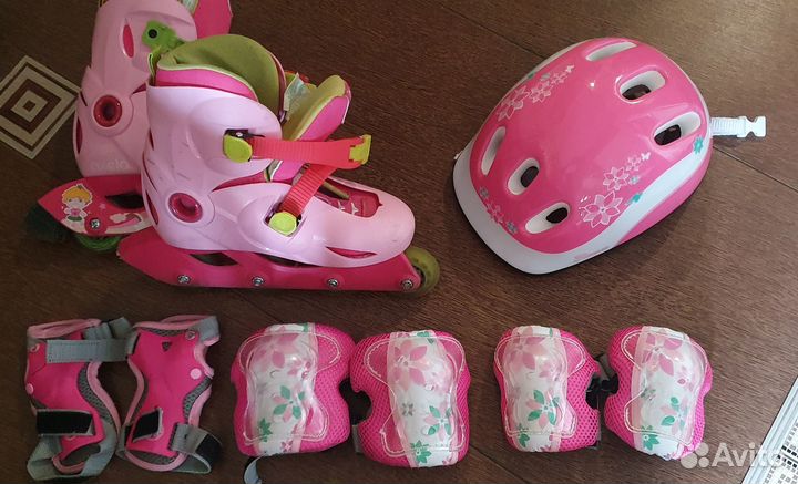 Ролики + защита для девочки 35 размер