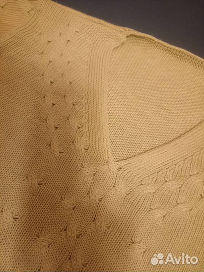 Хлопковый зеленый пуловер 46-48