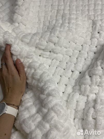 Вязаный плюшевый плед