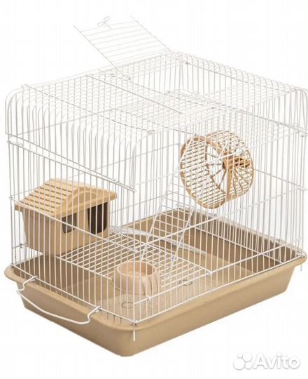 Клетка новая, 3 яруса, песочный/белый