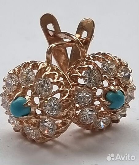 Золотые серьги малинки СССР 583 пробы