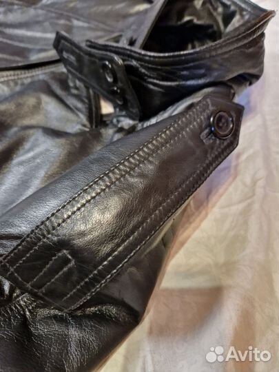 Черный кожаный тренч с подкладкой