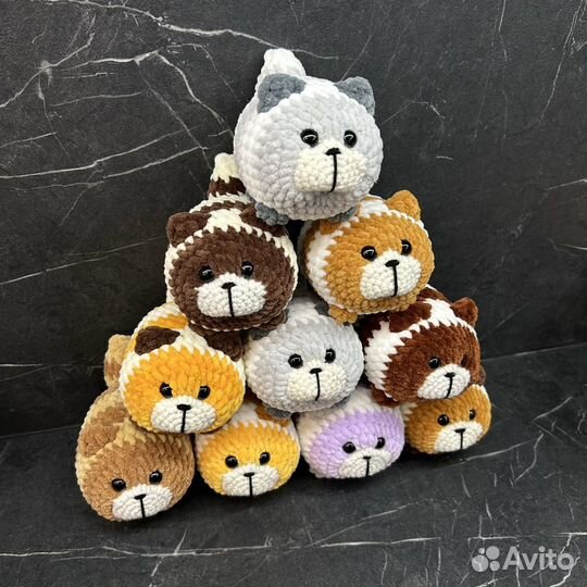 Вязаные игрушки котик колобок