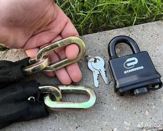 Цепь с замком, сталь Standers, 10 мм, 100 см