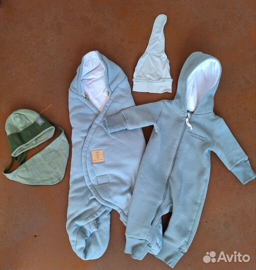 Конверт обнимашка Bonncotton, комбинезон и шапочки