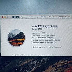 Mac mini 2011 i5 2.3 16 Gb RAM на гарантии
