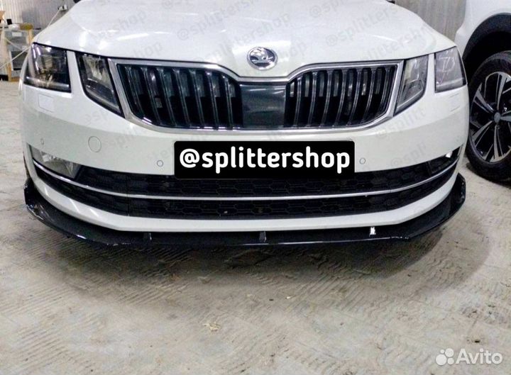 Сплиттер губа на бампер Skoda Octavia A7 A7FL