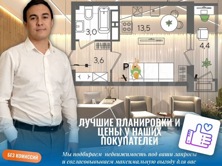 Квартира-студия, 32,2 м², 14/22 эт.