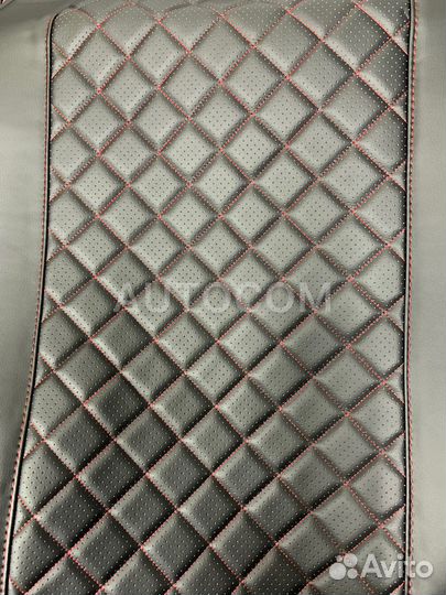 Чехлы сидений Калина 2 эко/кожа красная нить
