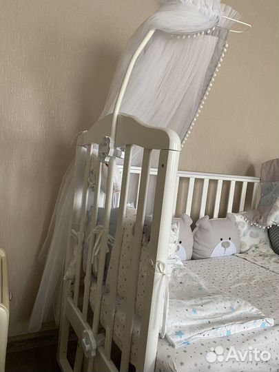 Бортики с балдахином в детскую кроватку