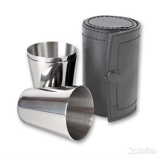 Набор: 3 стаканчика по 35 мл в кожаном чехле
