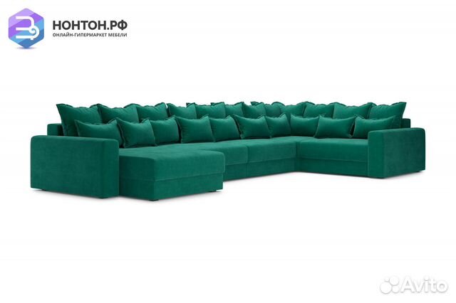 Диван п-образный тик-так Омега изумрудный