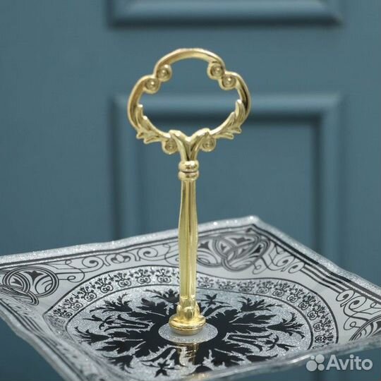 Этажерка 'Узоры', 3 уровня, цвет серебристый с чер