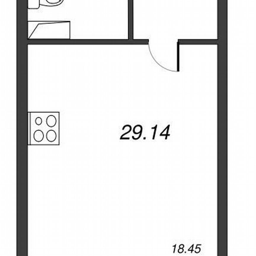 Квартира-студия, 32,6 м², 4/22 эт.