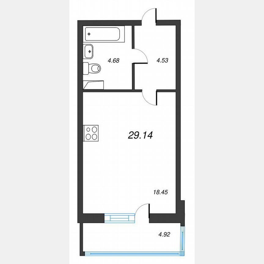Квартира-студия, 32,6 м², 4/22 эт.