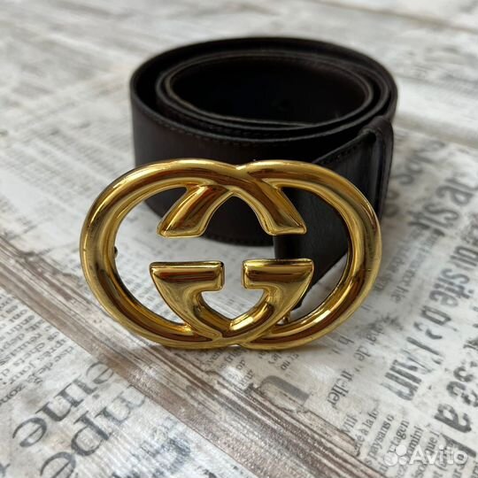Ремень Gucci / Гуччи, крупная пряжка логотип